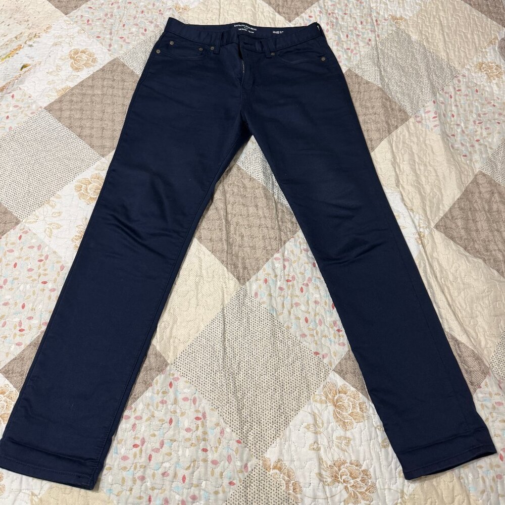 Banana Republic Mens Traveler Pant Navy Blue 32/32 Slim FIt